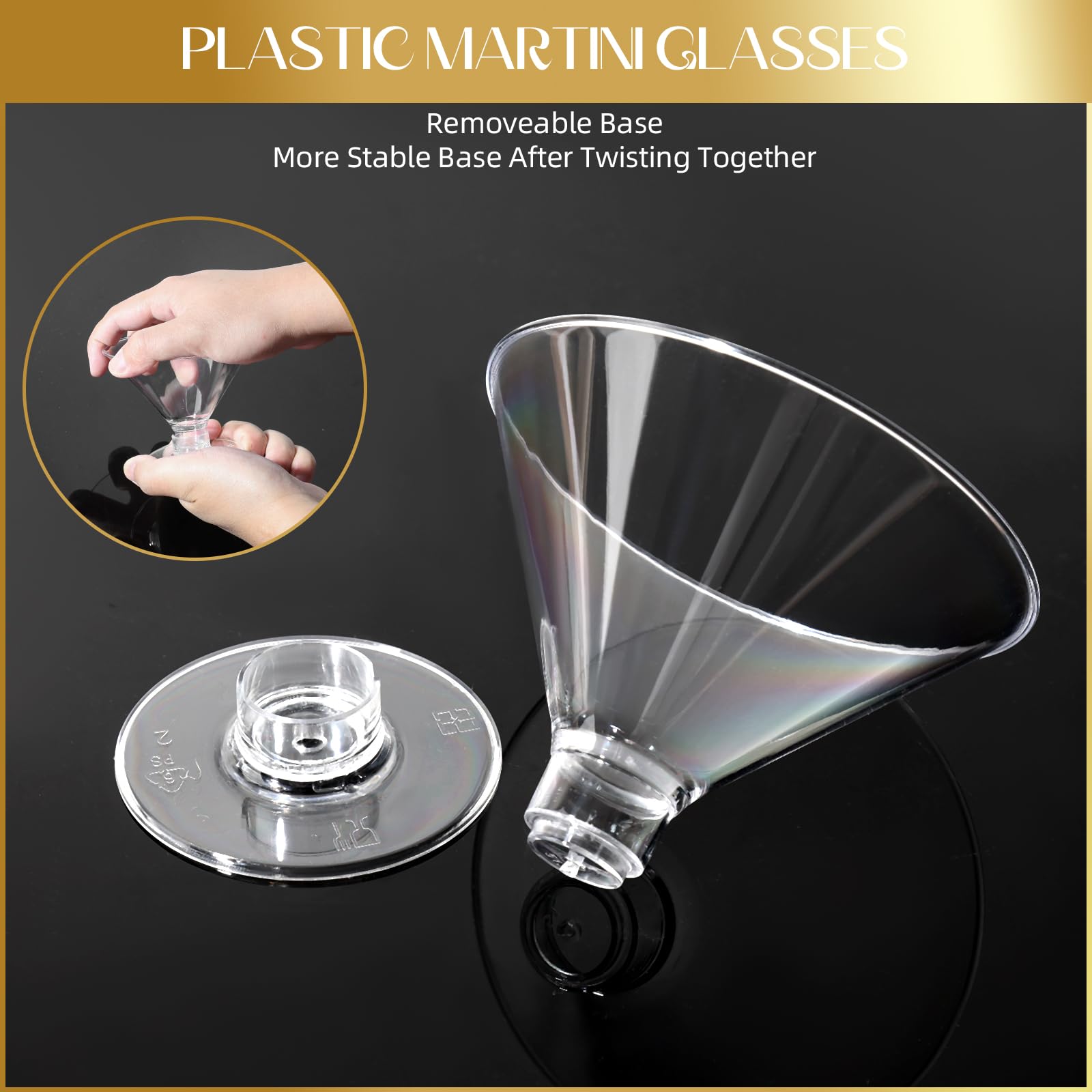Vaso martini plástico Rytoxilo, diseño compacto, fácil de ensamblar para servicios rápidos.