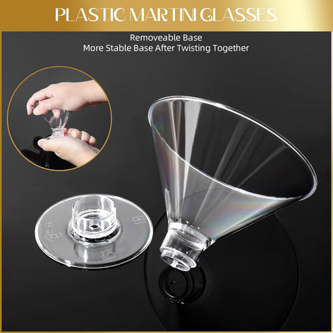 Vaso martini plástico Rytoxilo, diseño compacto, fácil de ensamblar para servicios rápidos.