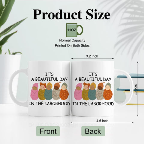 Taza RZHV 11 onzas vista trasera con diseño, regalo para enfermeras obstétricas.