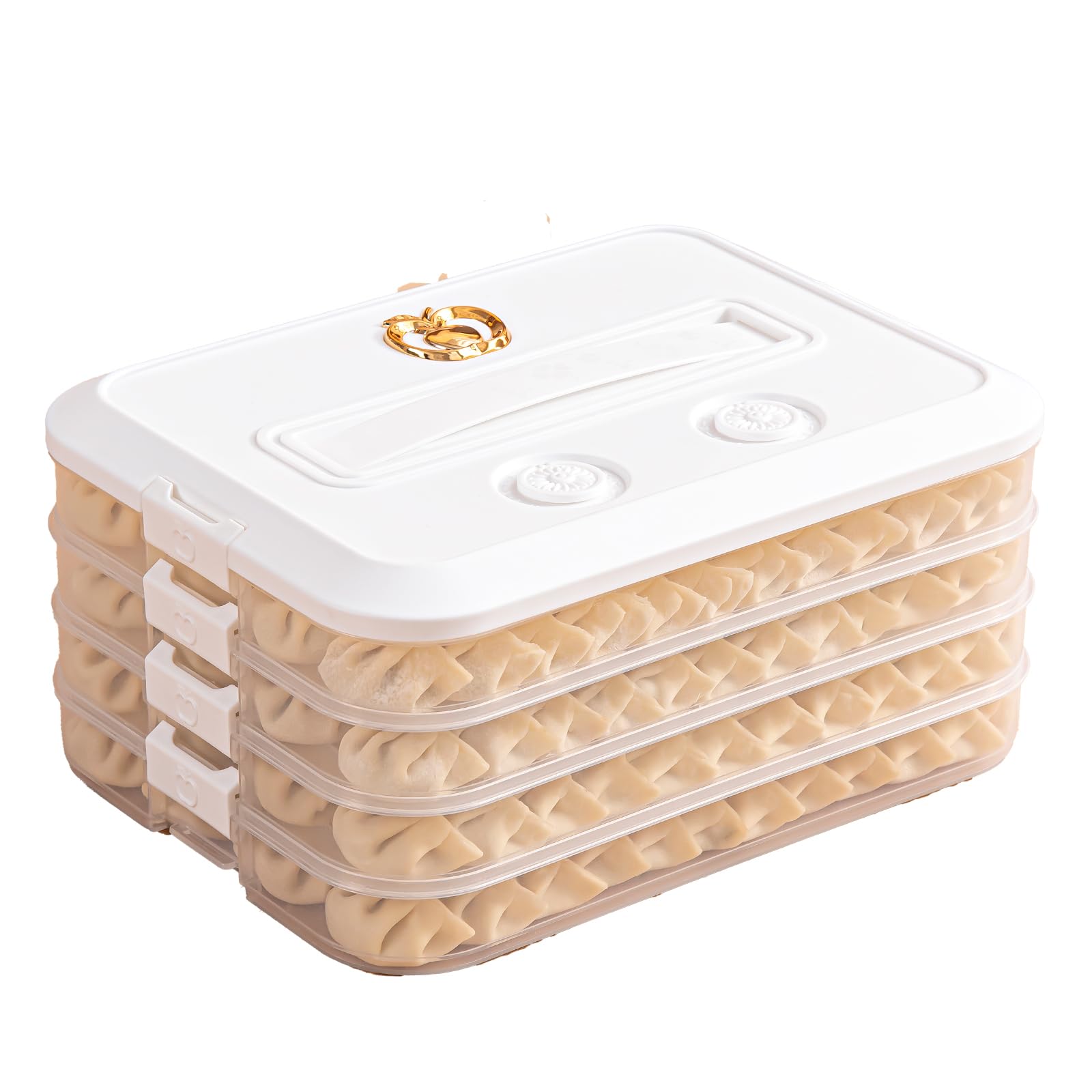 Rzmyencg Contenedor de alimentos 4 capas con tapas para organización rápida