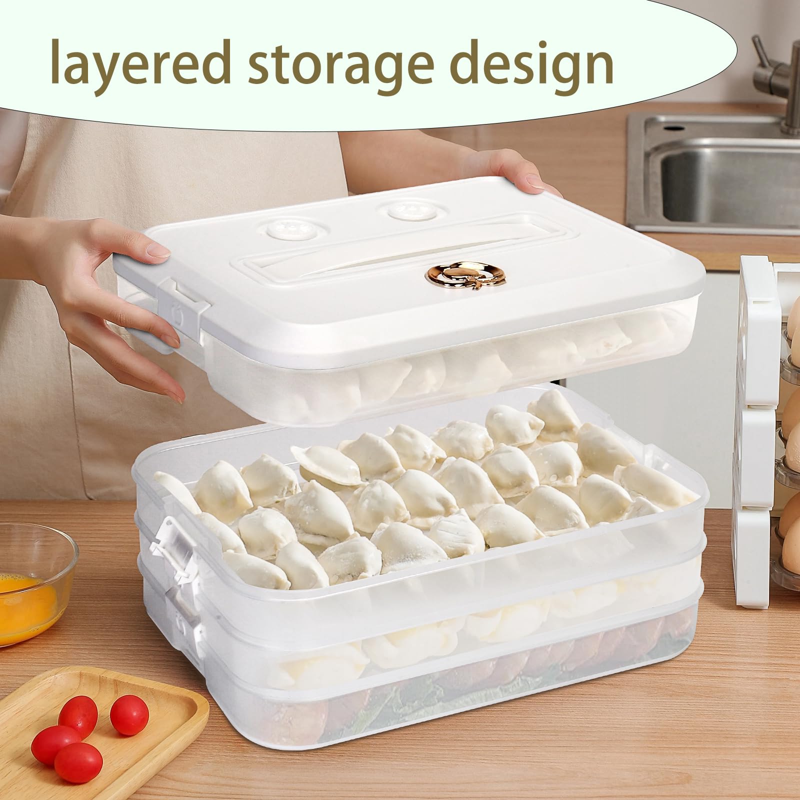 Rzmyencg Contenedor galletas con tapa portátil facilita transporte y acceso