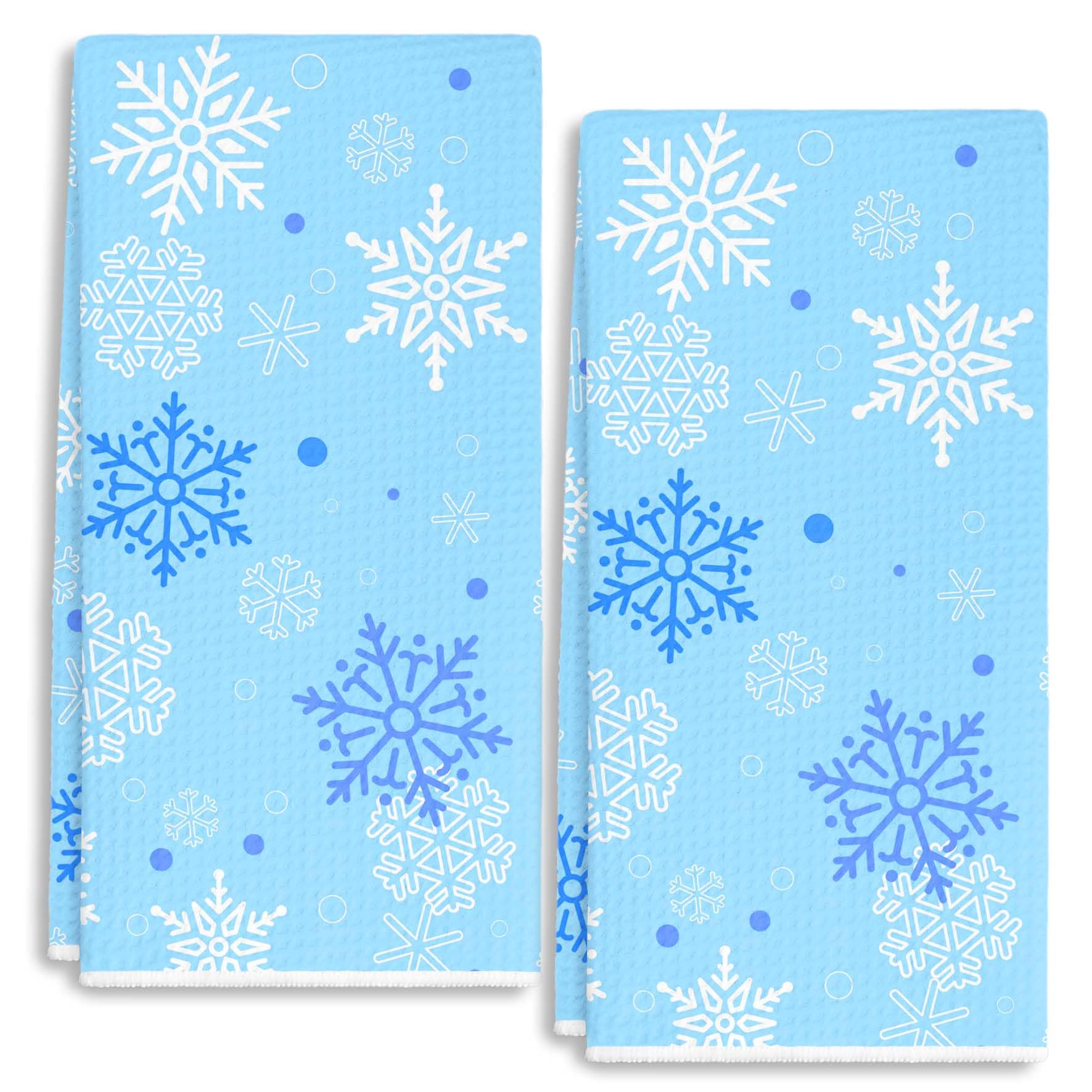 Toallas RZQIJ Invierno Copos de Nieve, azules, absorbentes para cocina y derrames diarios