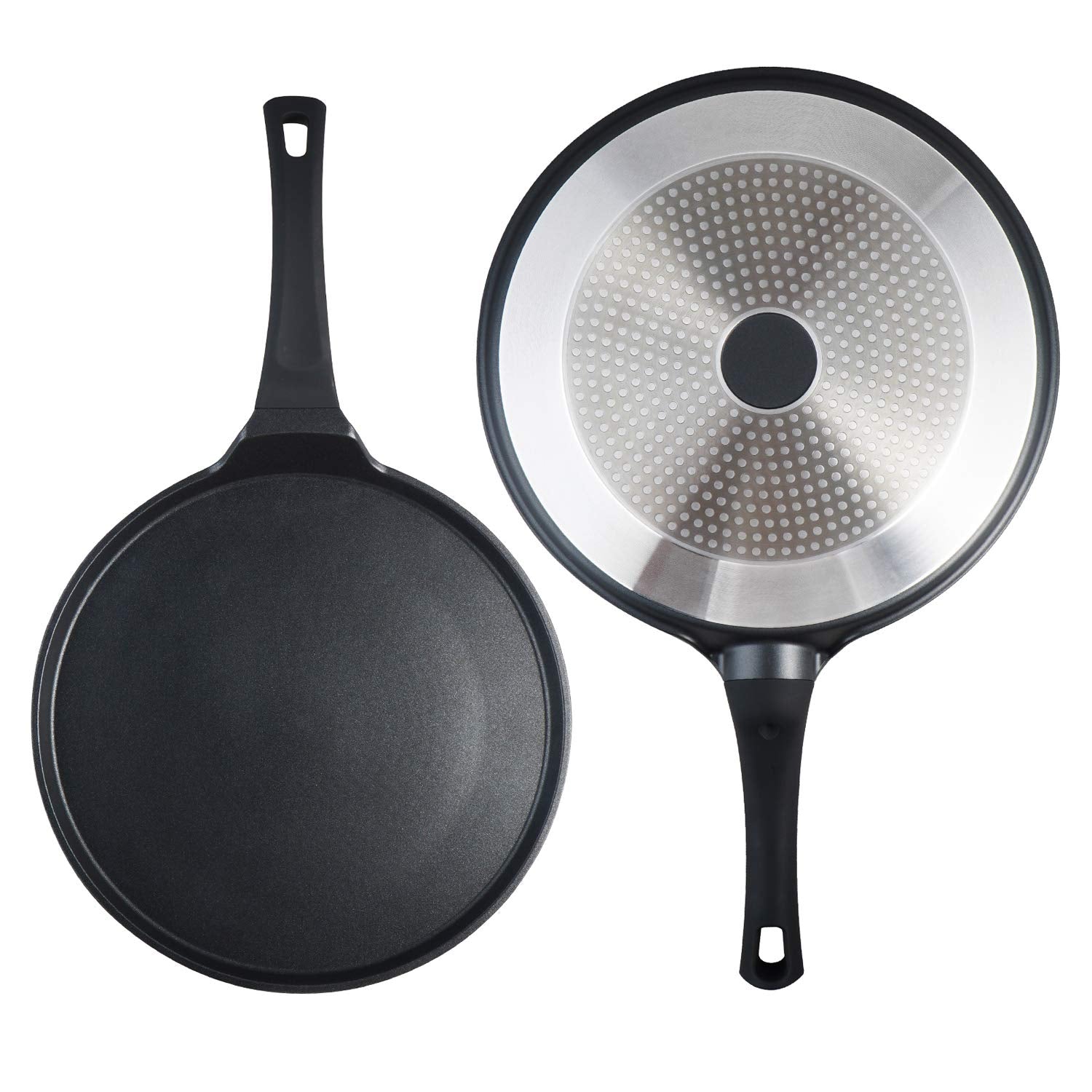 S·KITCHN Crepe Pan cocinando crepes con calor uniforme.