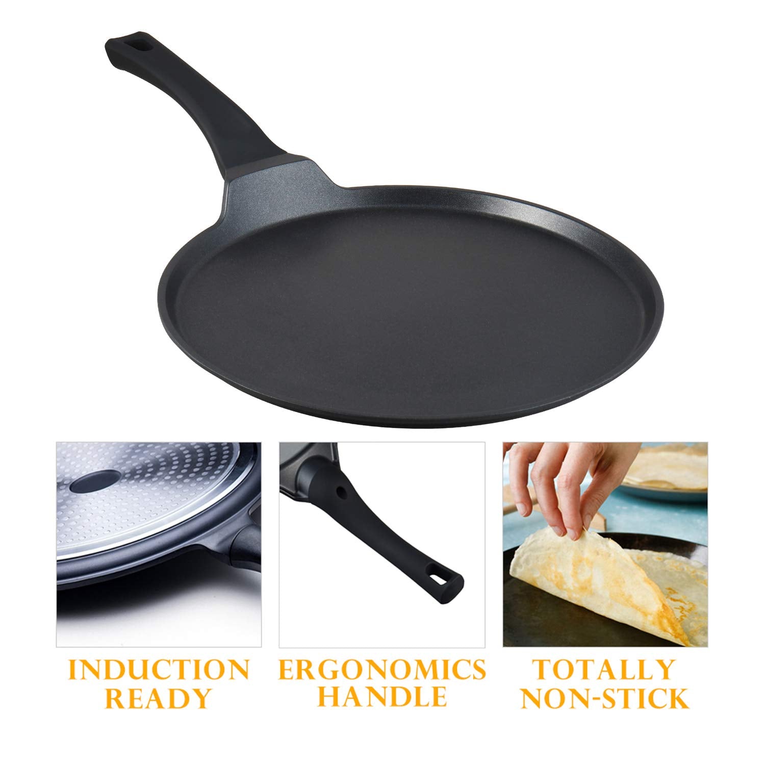 S·KITCHN Crepe Pan interior con recubrimiento antiadherente para desmolde sencillo.