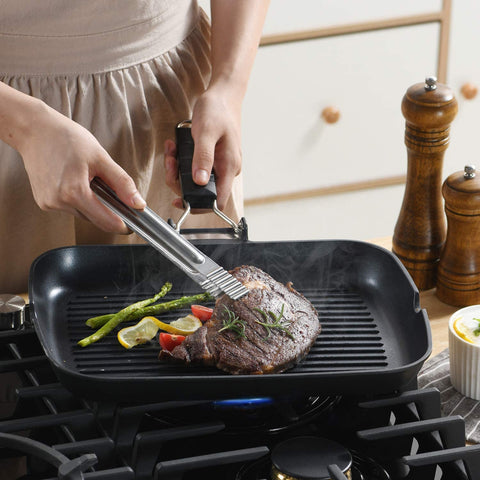 S·KITCHN Sartén grill mango plegable ligero, fácil de guardar tras cocinar.