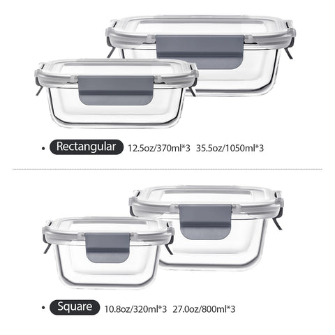 S SALIENT recipientes rectangulares pequeños con tapas, ideales para porciones diarias.