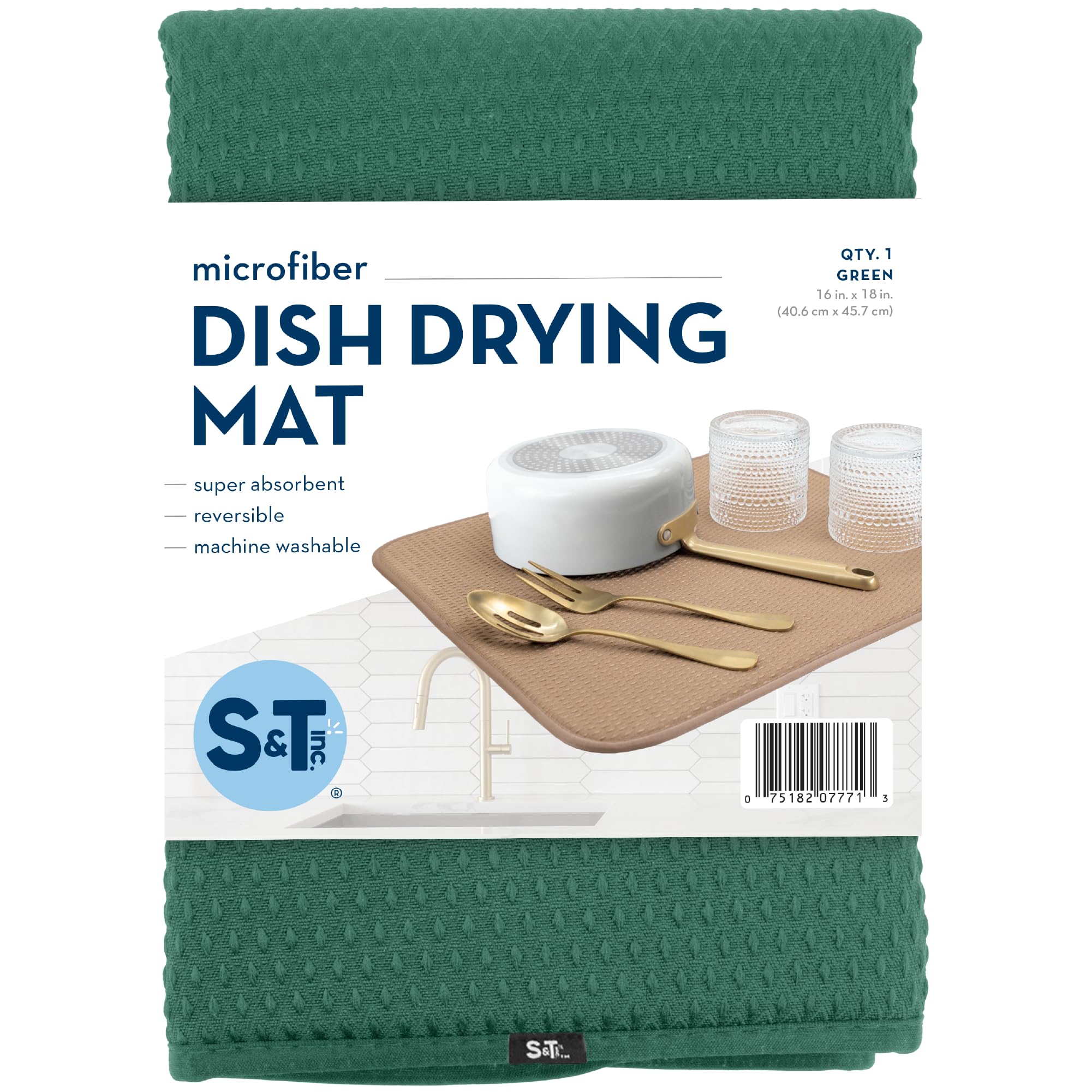 S&T INC. Alfombrilla secado suave y absorbente para vasos.