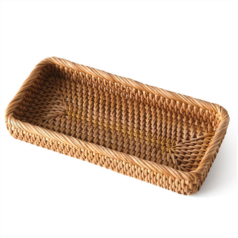 Bandeja S310 de rattan natural rectangular para ordenar llaves y joyas