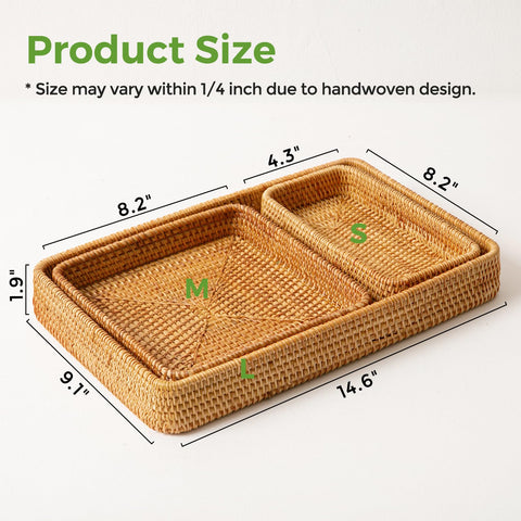 Cestas S310 de mimbre rectangular para almacenamiento versátil en escritorio.