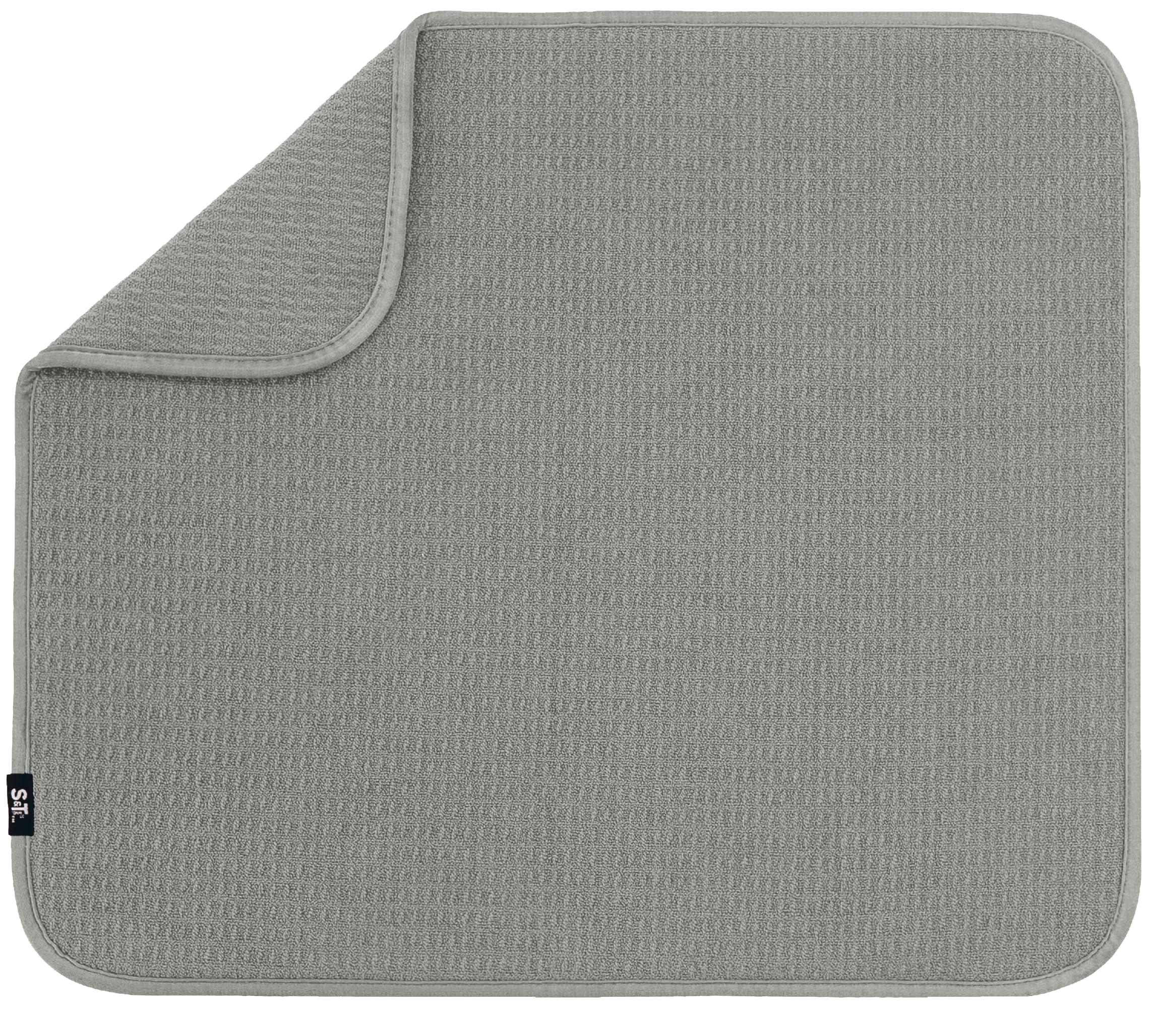 S&T INC Alfombra secado para platos 16x18 gris, absorbe agua para encimera limpia.