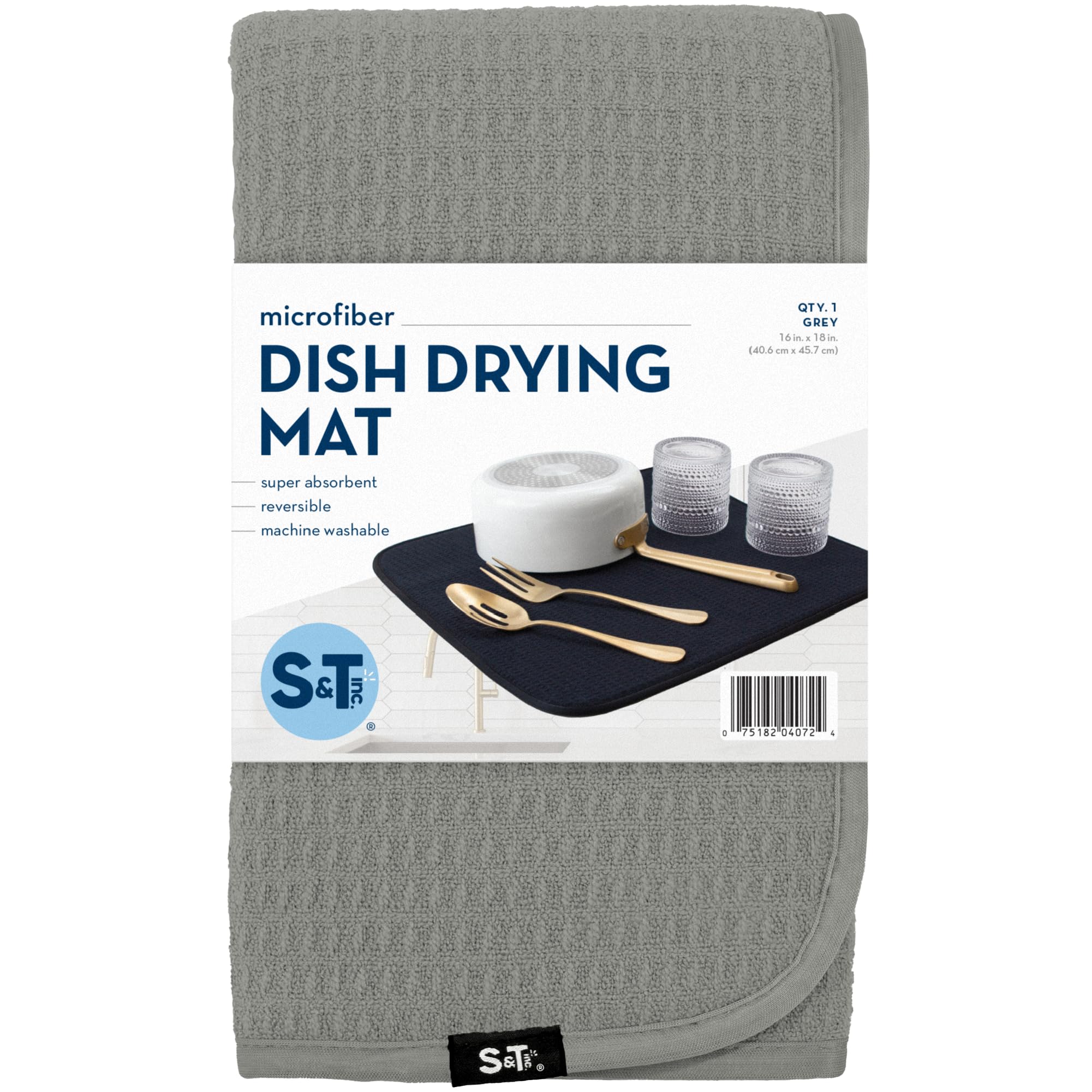 S&T INC Alfombra de cocina gris, duradera para uso diario.