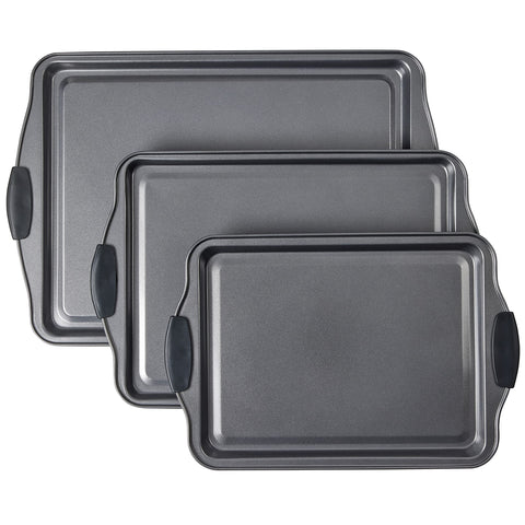Conjunto SAFUU de bandejas antiadherentes para hornear, ideal para lotes grandes.