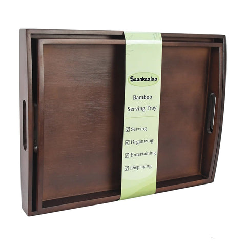 Bandeja de servicio Saankaalaa, juego de 2 con manijas, ideal para transportar platos con estilo.