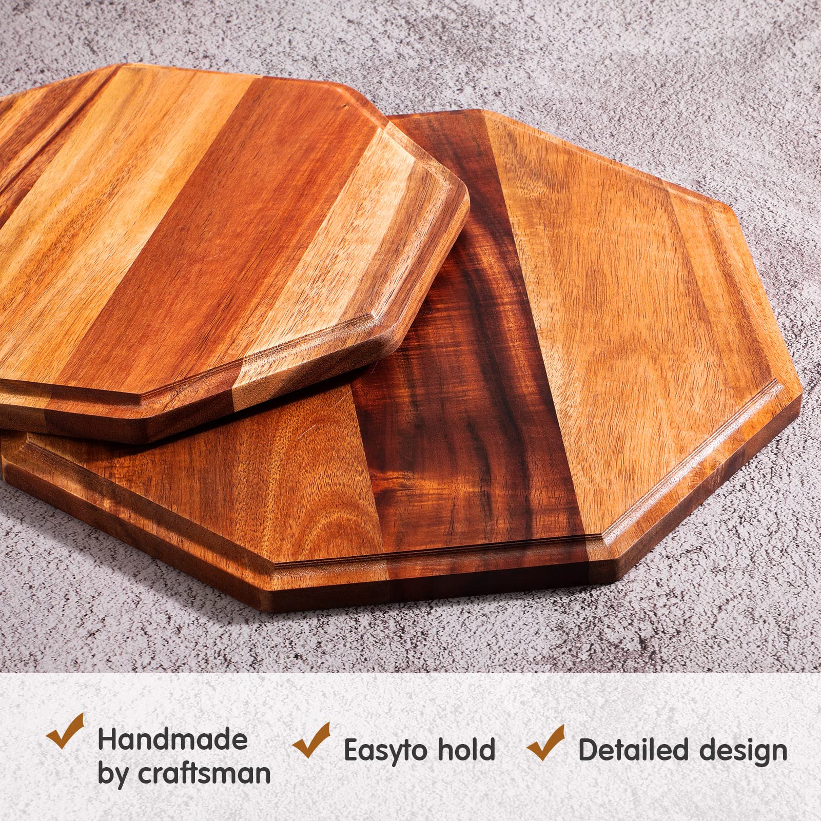 Bandeja Sabary de acacia 10 pulgadas con mango, ideal para charcutería y presentaciones.