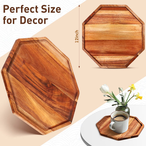 Conjunto de tres bandejas Sabary de acacia, almacenamiento compacto para diversas ocasiones.