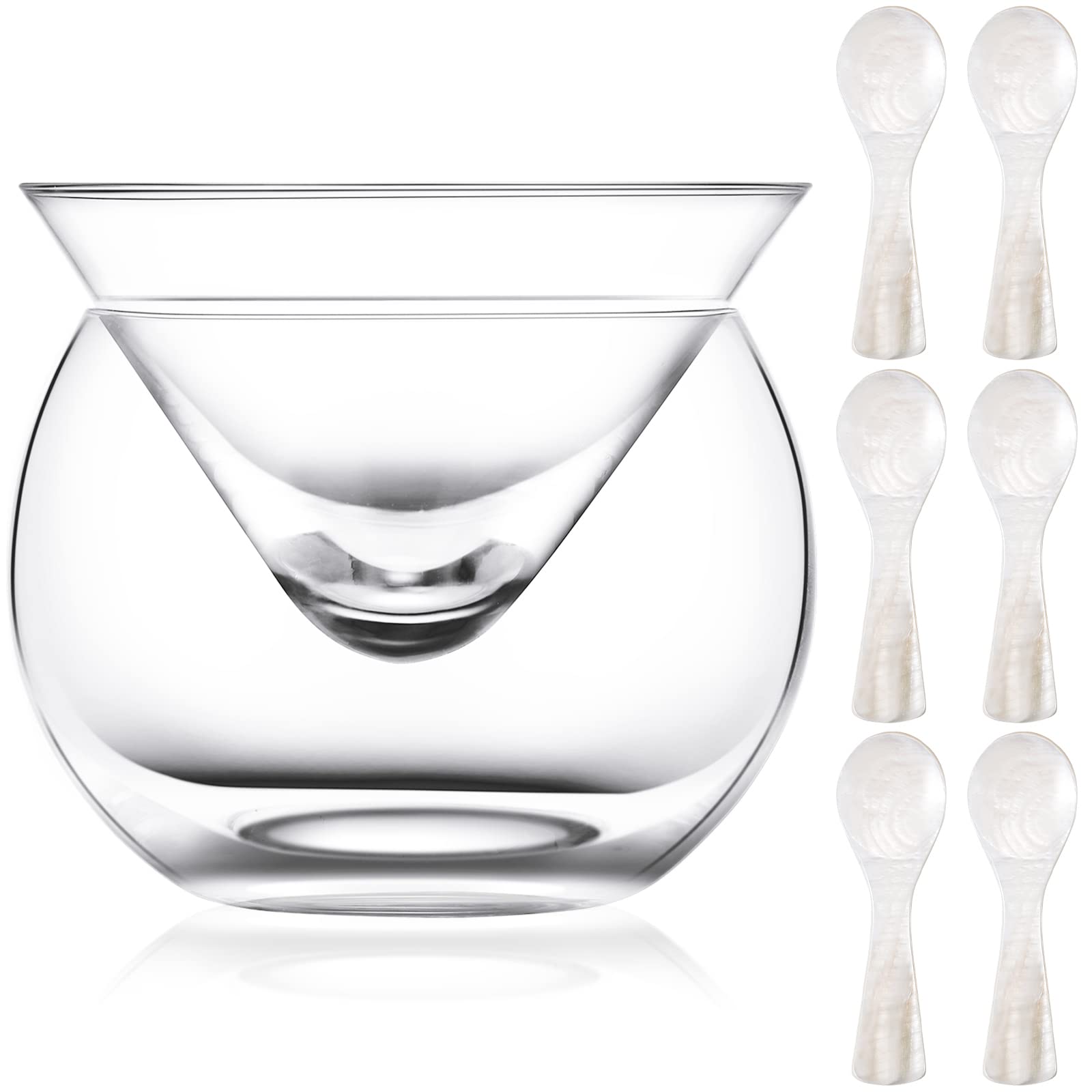 Sabary conjunto enfriador caviar en vaso de cristal para servicio elegante