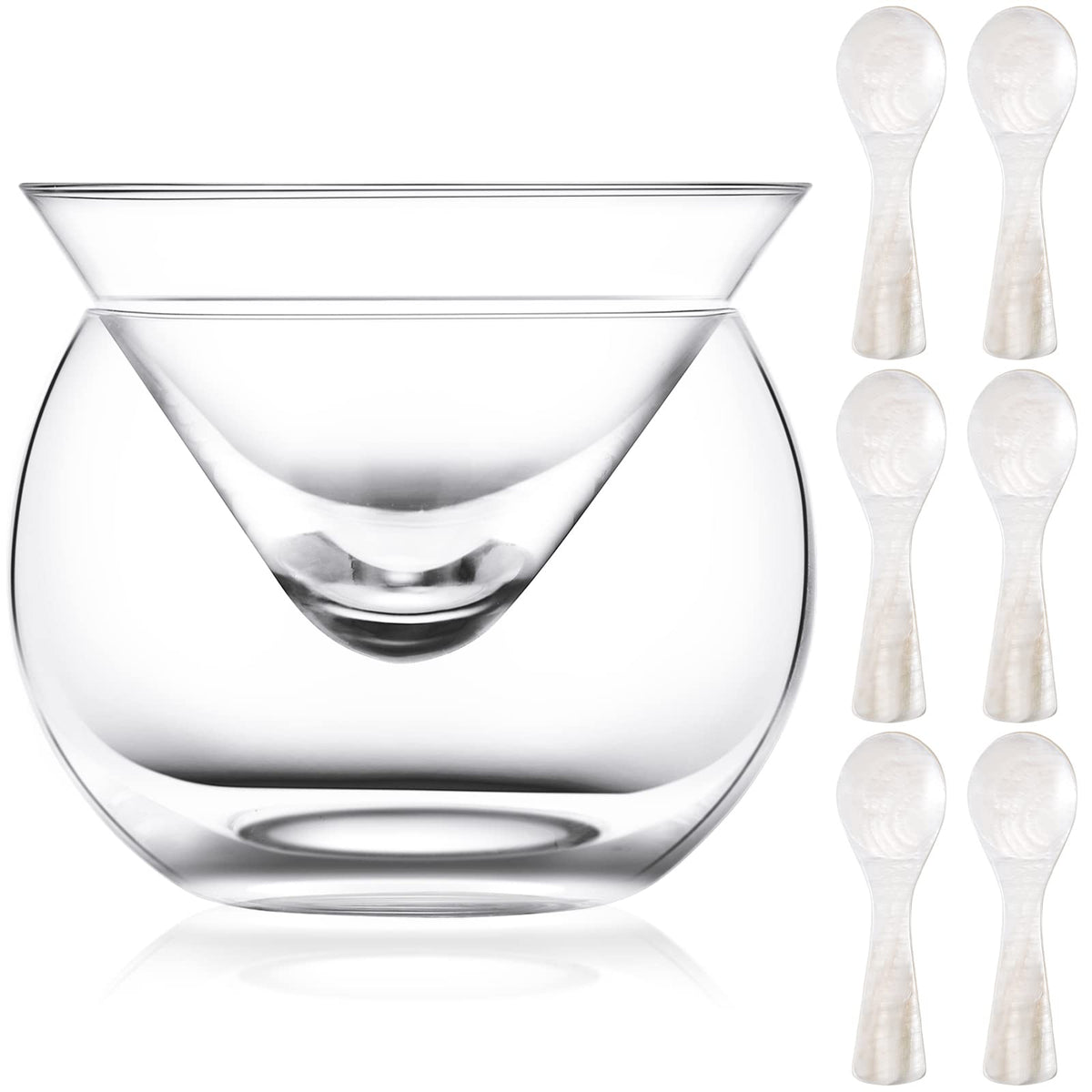 Sabary conjunto enfriador caviar en vaso de cristal para servicio elegante