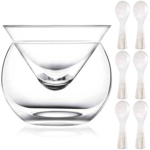 Sabary conjunto enfriador caviar en vaso de cristal para servicio elegante