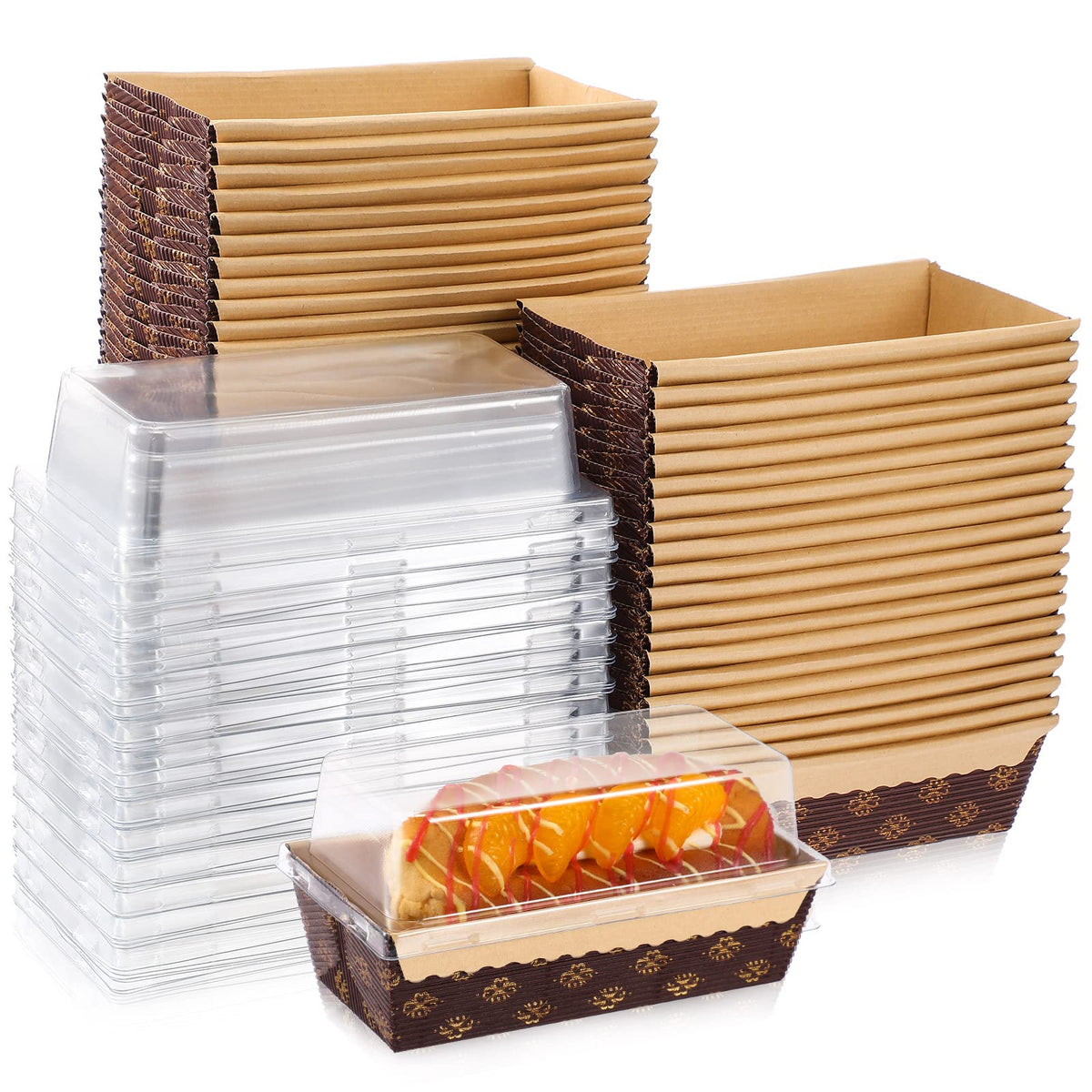 Sabary pan de papel rectangular con tapa para hornear, práctico y limpio.