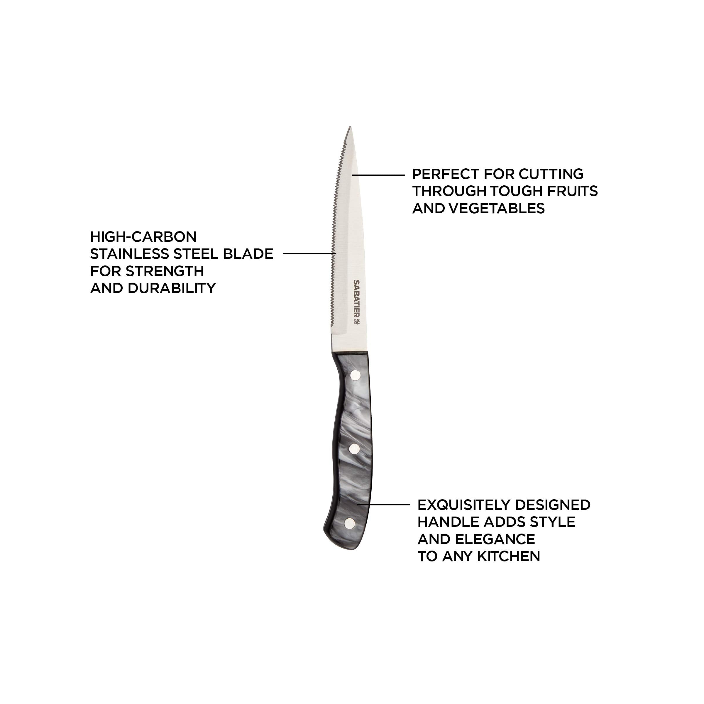 Sabatier mango estilo nácar con triple remache ofreciendo agarre ergonómico seguro