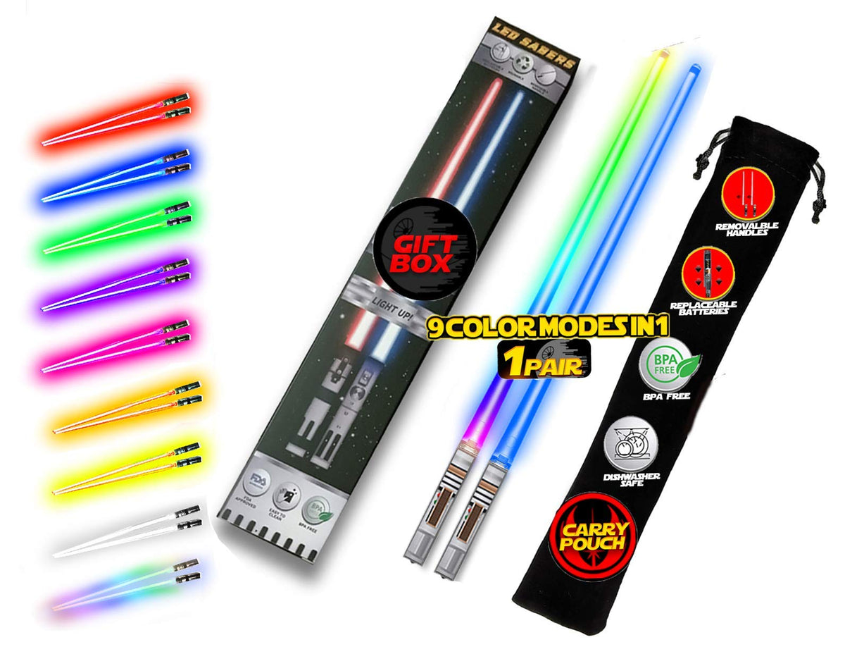 Saber Chops palillos luces palo luz: iluminación divertida para comer sushi en casa