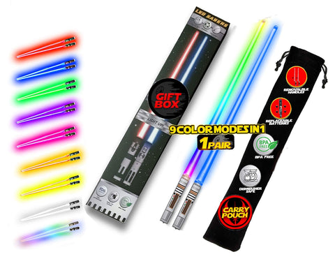 Saber Chops palillos luces palo luz: iluminación divertida para comer sushi en casa
