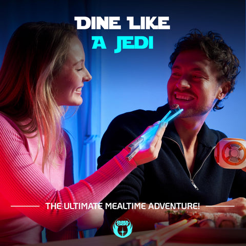 Saber Chops Palillos con luz morada, perfecto para reuniones entre amigos.