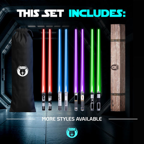 Saber Chops Palillos con luz verde, colores llamativos para comidas divertidas.
