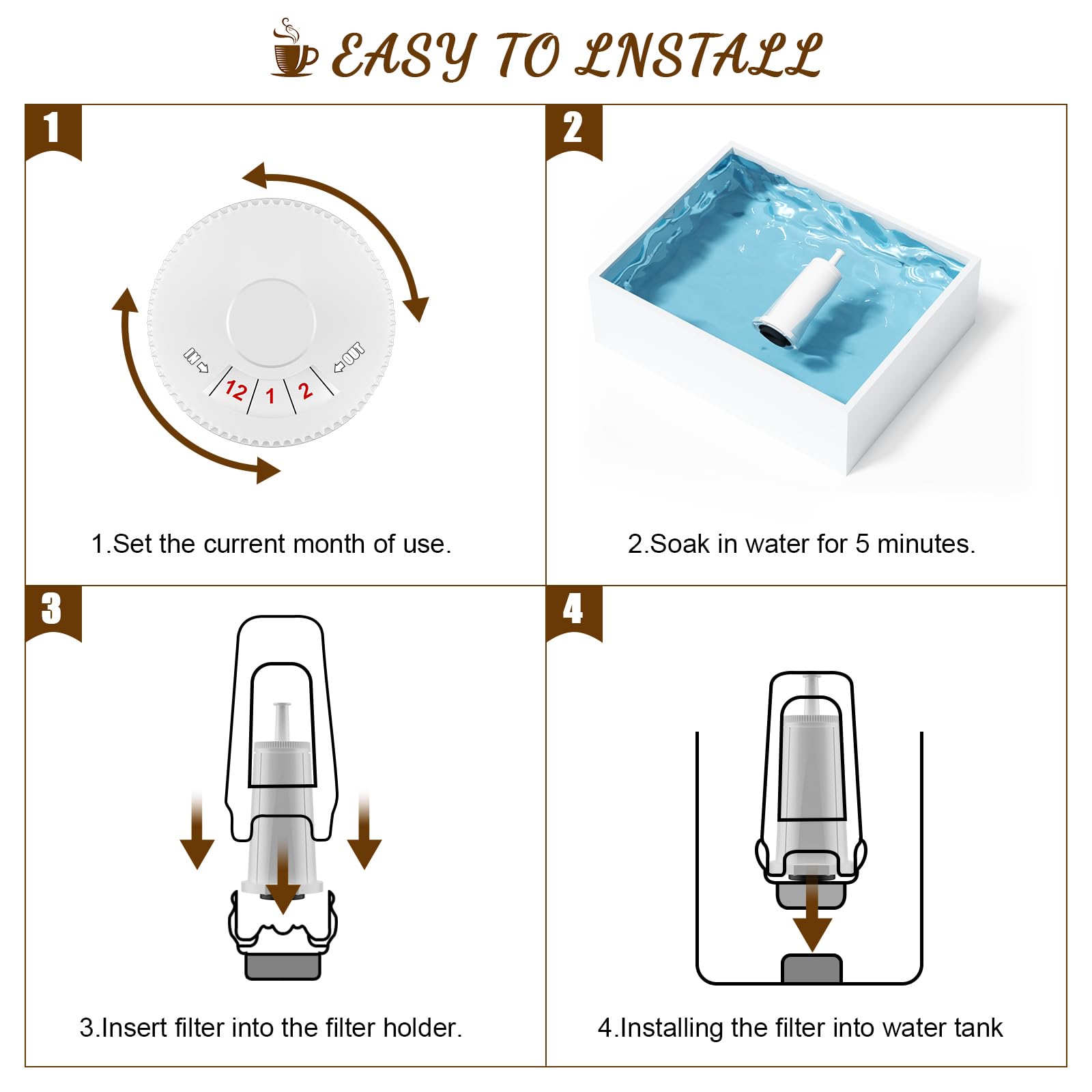 Filtro de agua Sabethe para BES920 Dual Boiler, previene acumulación de cal y mejora extracción
