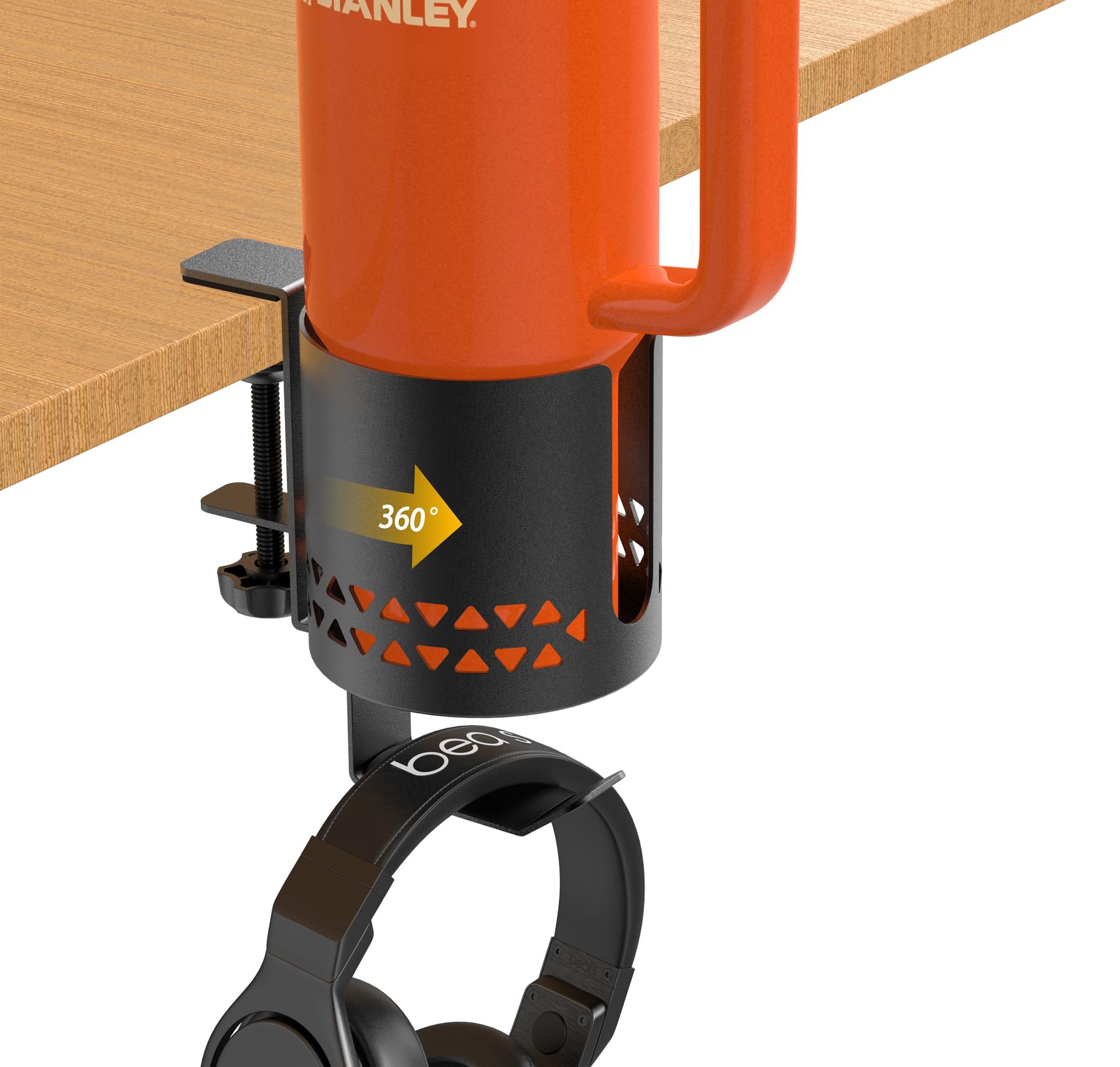 Sackei portavasos de escritorio con giro 360°, fácil acceso a bebidas.