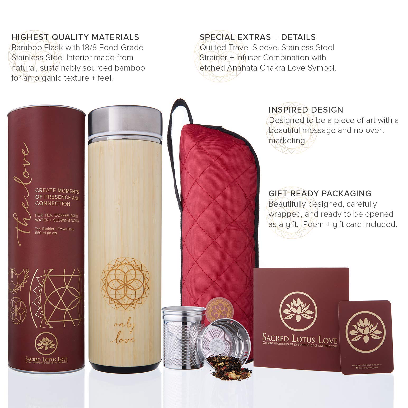 Sacred Lotus Love funda protectora para termo y transporte seguro.