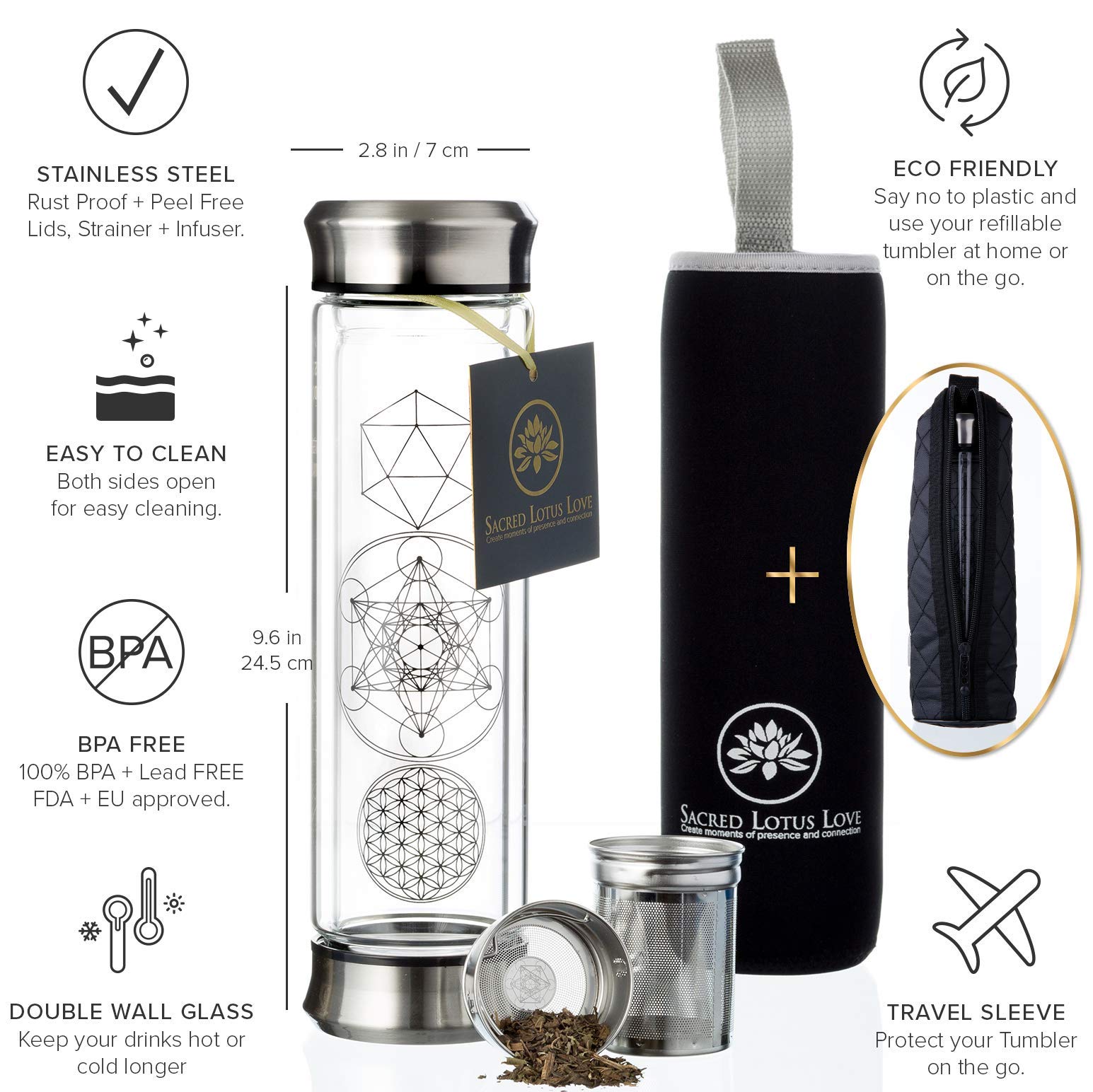 Uso versátil de Sacred Lotus Love para té, café y batidos en movimiento