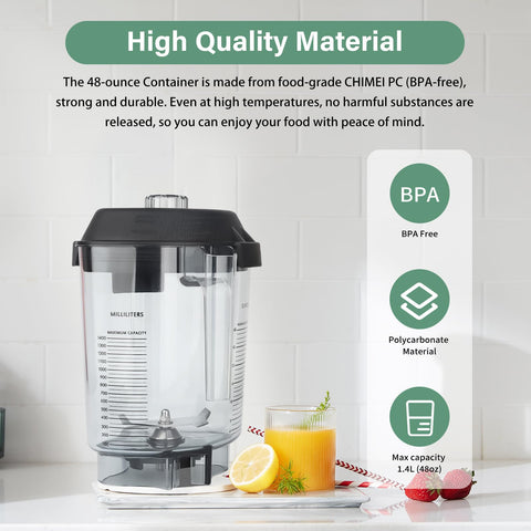Sacumea Jarra 48 oz base resistente y sin óxido para uso diario.