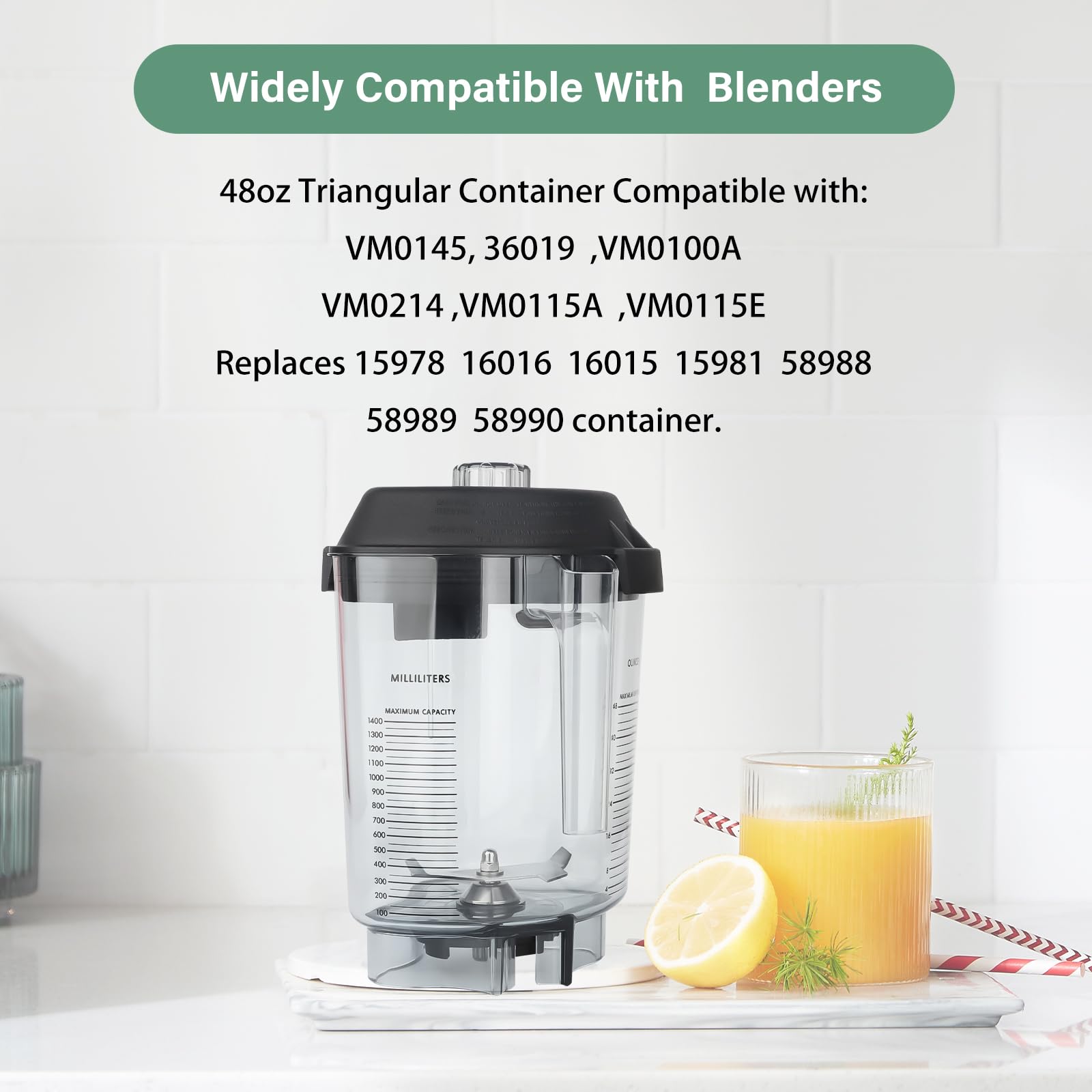 Sacumea Jarra 48 oz compatibilidad con licuadoras comerciales para reemplazo.