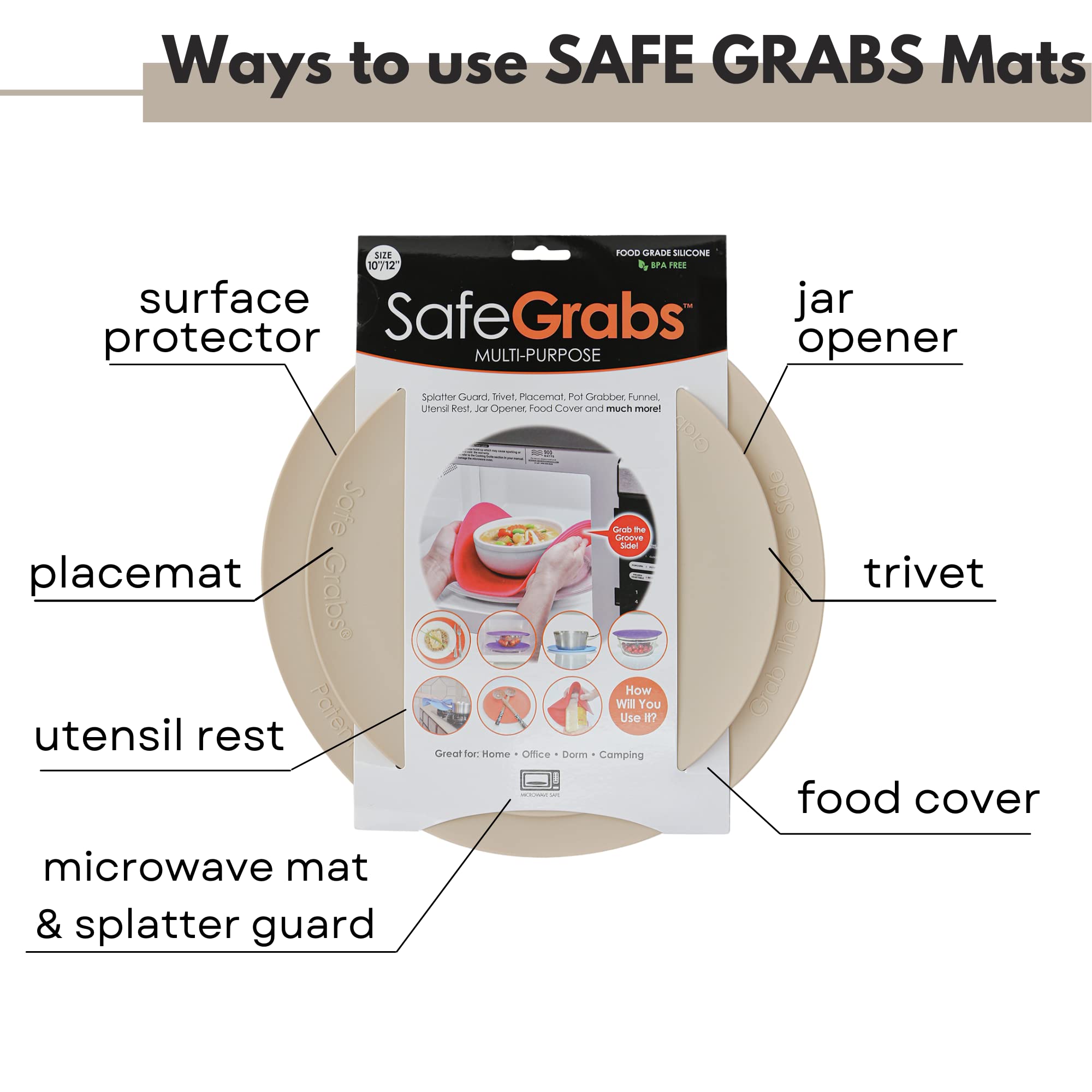 Safe Grabs ranuras elevadas, agarre cómodo y distribución de calor