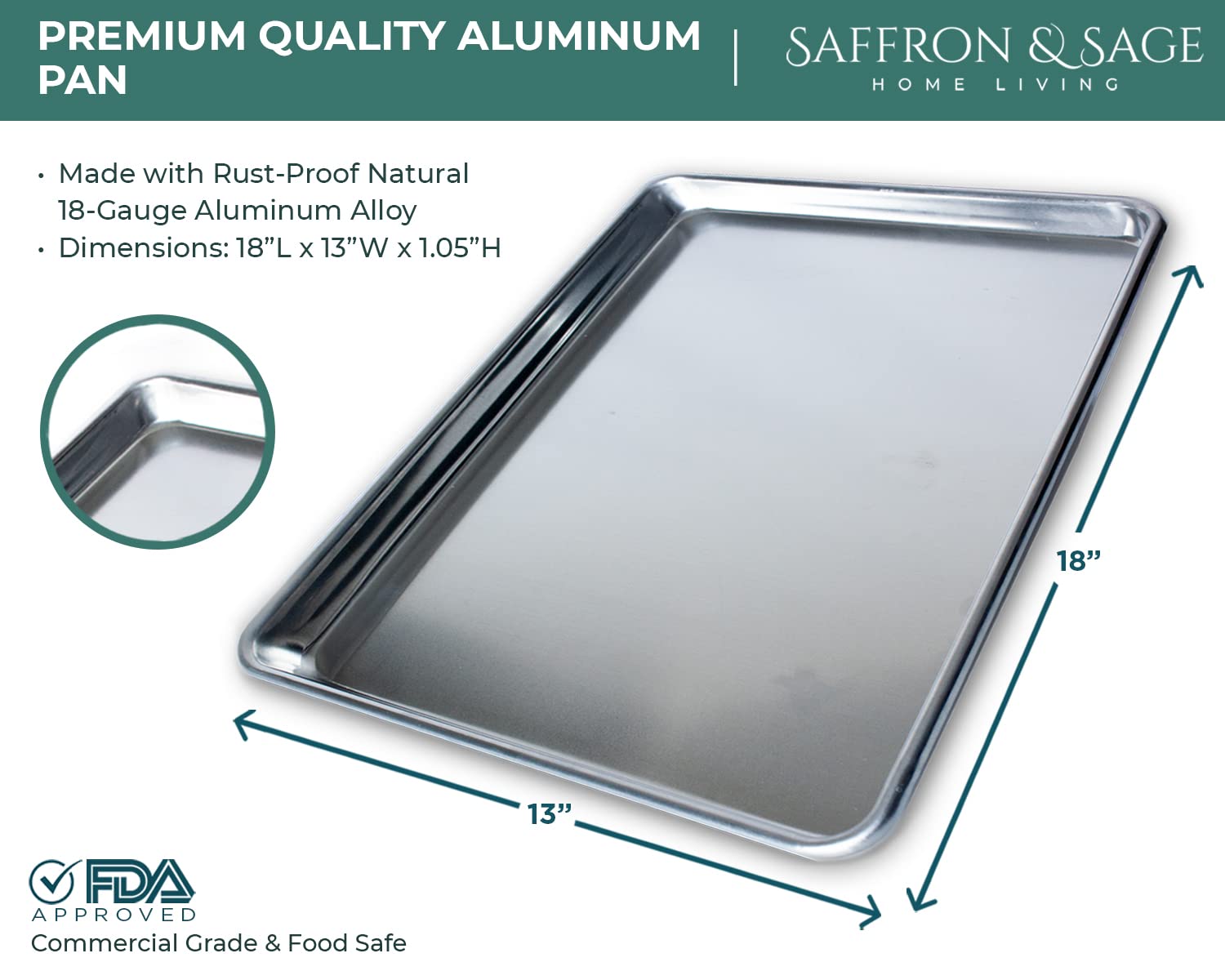 Conjunto de 4 bandejas de aluminio grueso Saffron & Sage para hornear