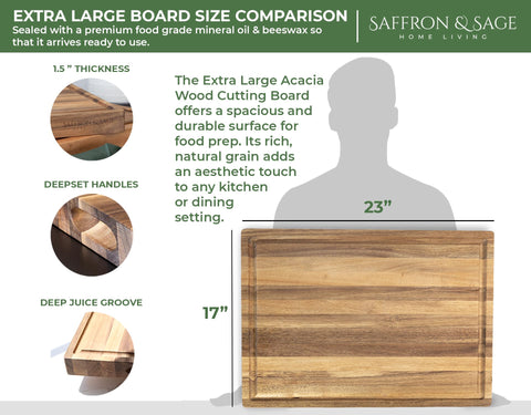Saffron & Sage tabla de corte doble cara con asas incorporadas