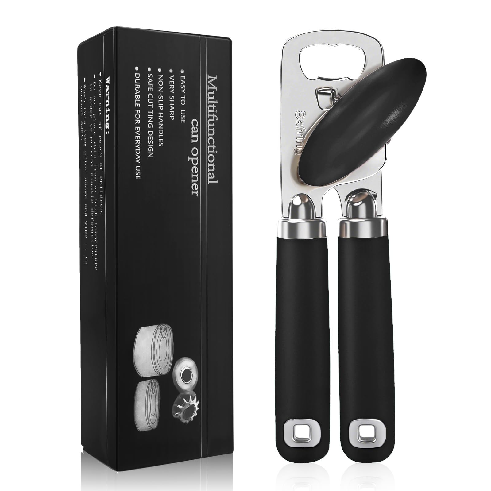 Safring abrelatas manual de acero inoxidable para uso duradero y seguro