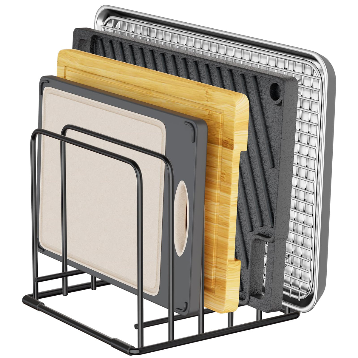SAGLAU organizador de cocina con 5 celdas, ideal para tablas y bandejas para hornear.