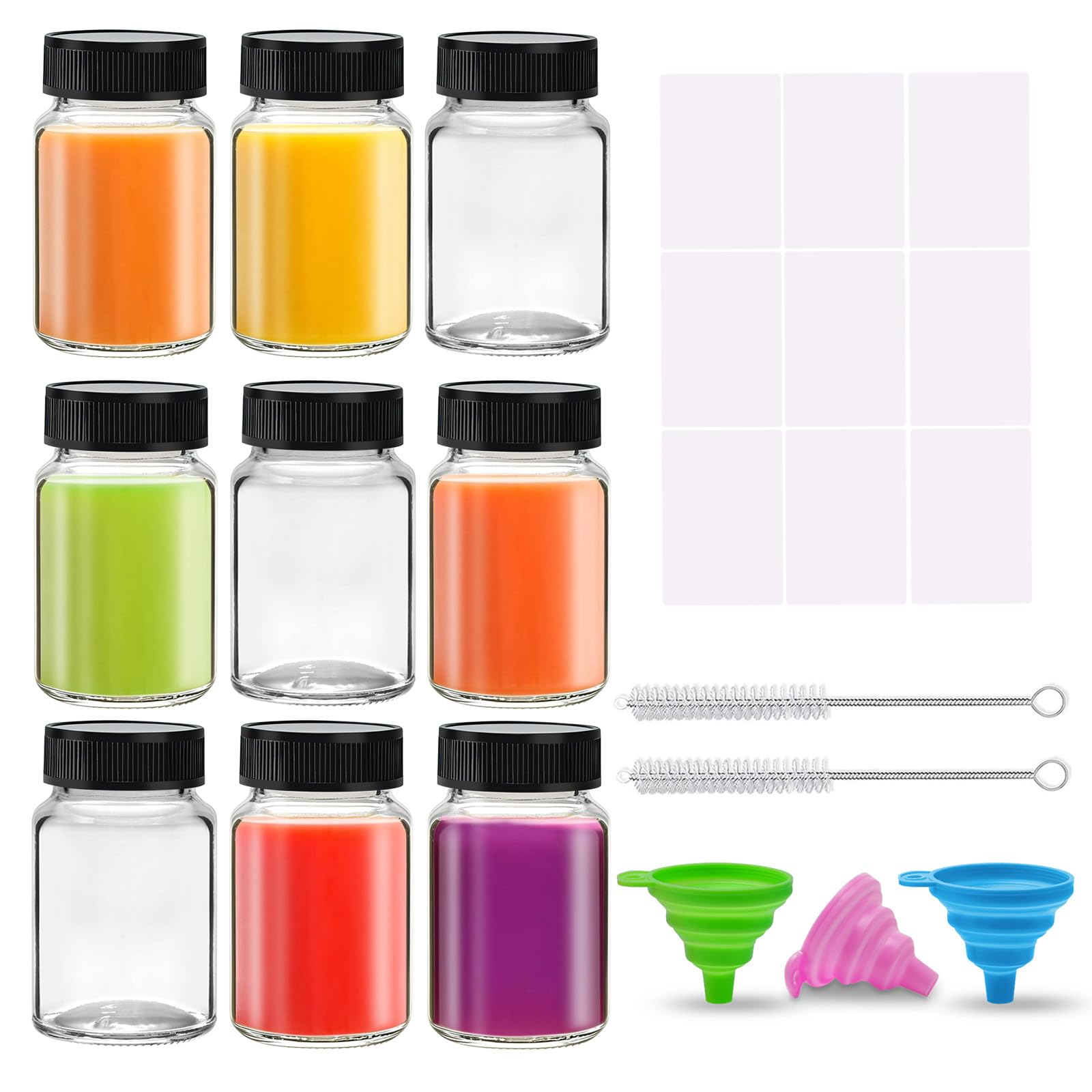 SAIAOKJ frascos de vidrio 60 ml con tapas herméticas para porciones seguras.