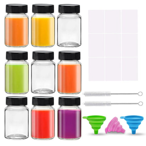 SAIAOKJ frascos de vidrio 60 ml con tapas herméticas para porciones seguras.