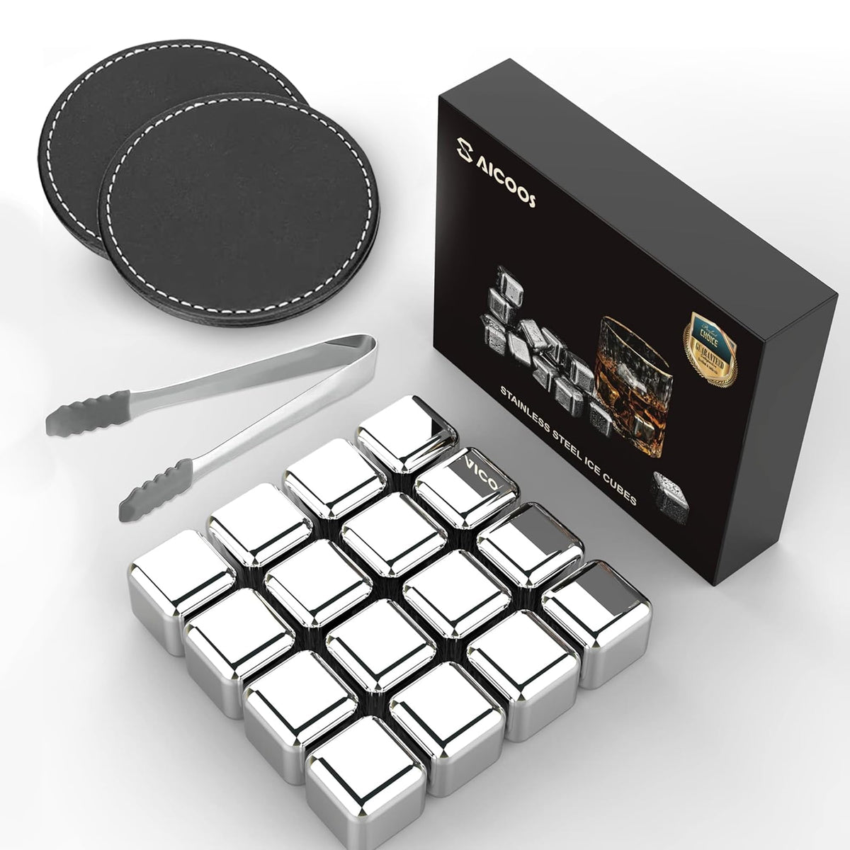 SAICOOS 16 piedras para whisky en acero inoxidable enfriando la bebida