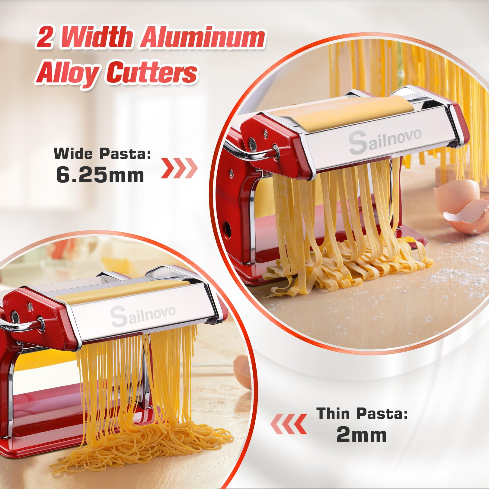 Sailnovo: corte de pasta en 6,25 mm para espagueti perfectos