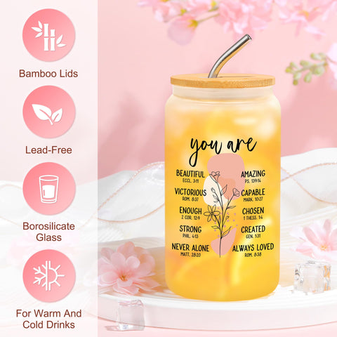 Saineron vaso vidrio 16 oz con tapa y pajilla para bebidas diarias