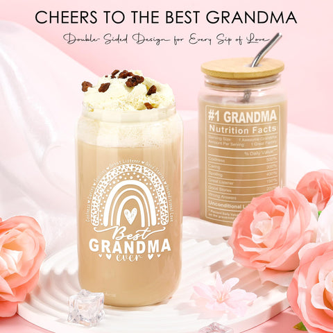 Saineron vaso de vidrio para abuela: regalo práctico y duradero para la mesa.