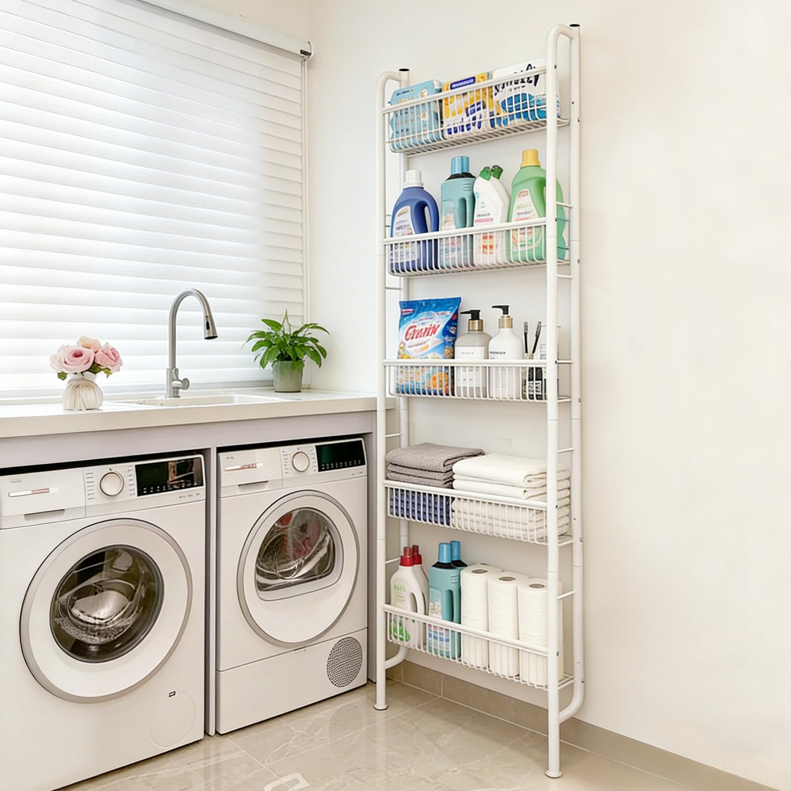 Saiveina estantería delgada multifuncional para cocina y baño.