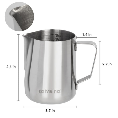 Saiveina jarra para espumar leche 600ml ideal para arte de latte