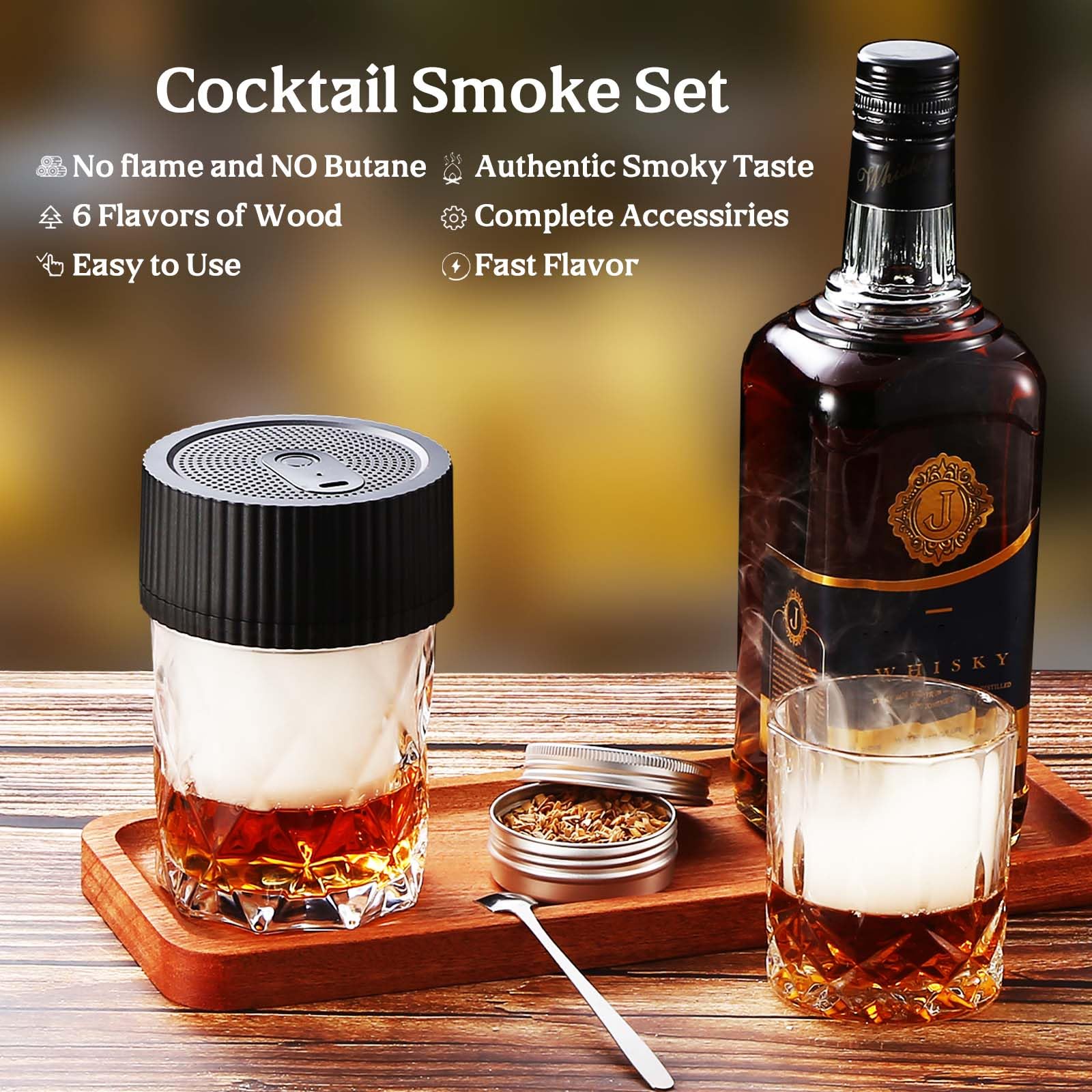 SAIWAN conjunto para ahumar cócteles, regalo ideal para amantes del whisky.