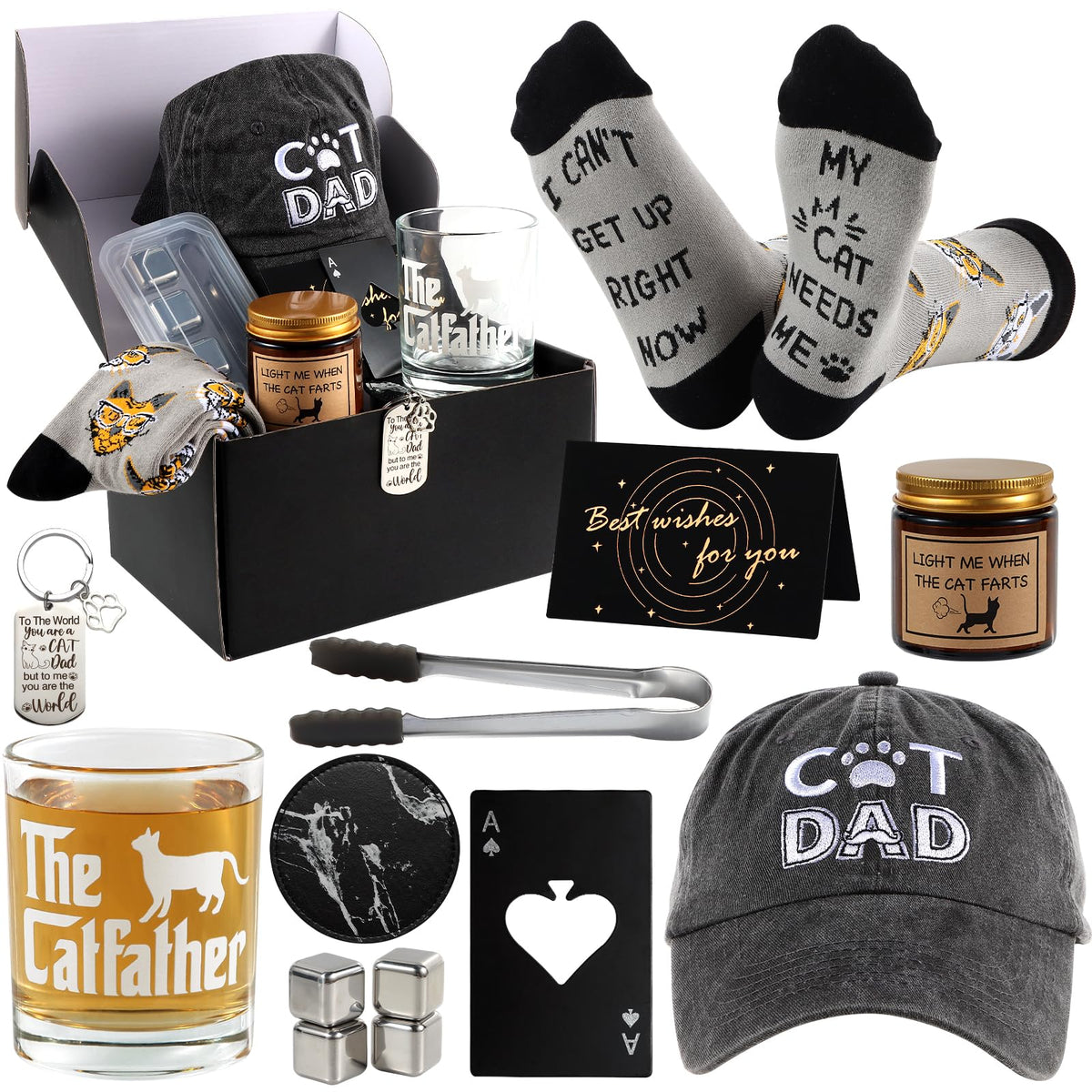 SAIWEILAI papá-gato vaso whisky 11oz: ideal para brindis y momentos de relax.