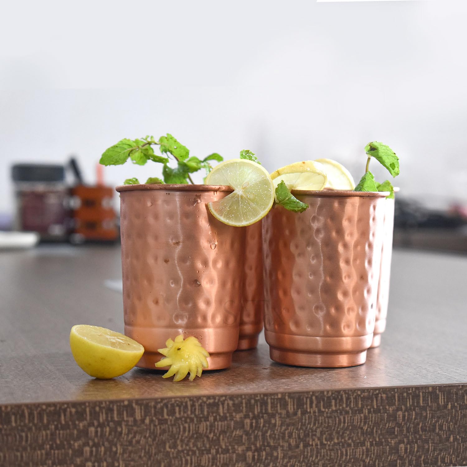 Conjunto de 4 vasos de cobre Sajtox para beber a diario.